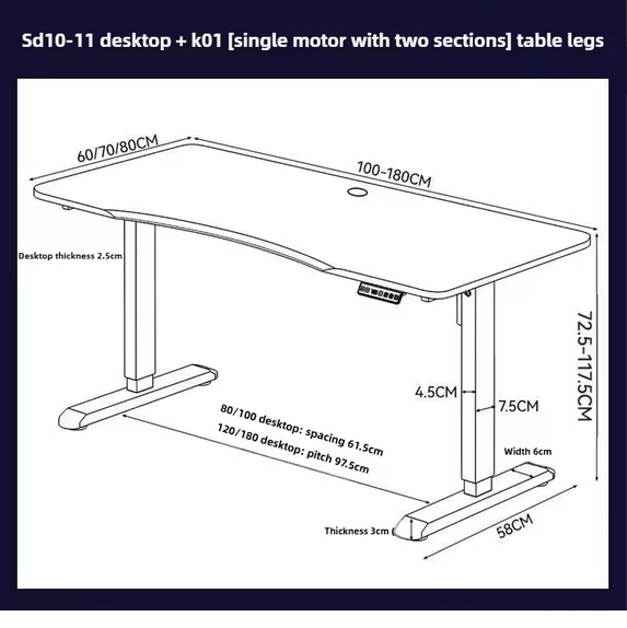 Zenova™ Elite Standing / Gaming Desk —  WHITE